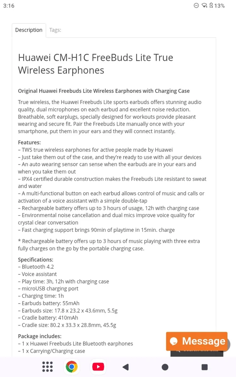 Huawei Freebuds (in ear) with charging case. - Image 2