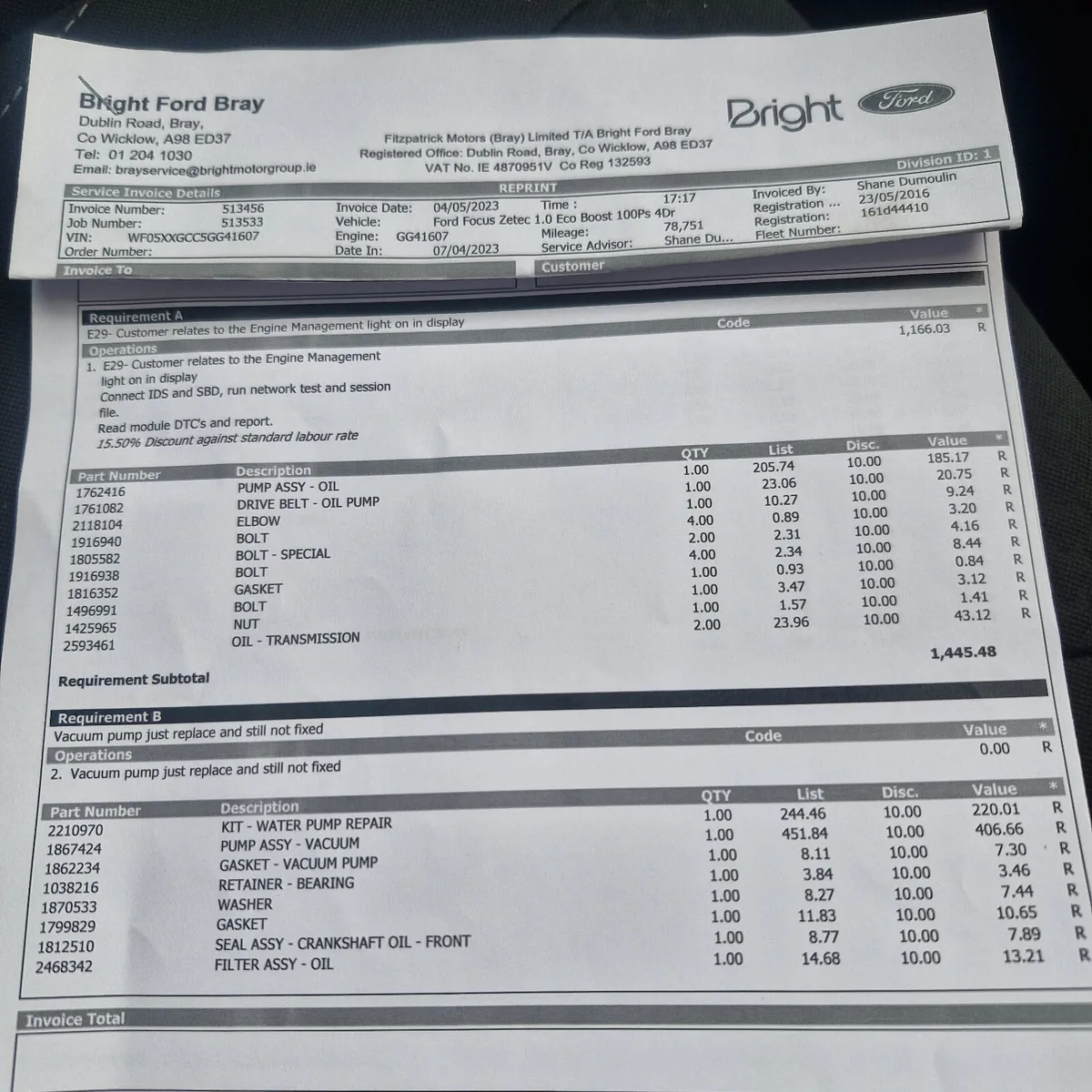 Ford Focus 2016 Wet Belt Done - Image 4