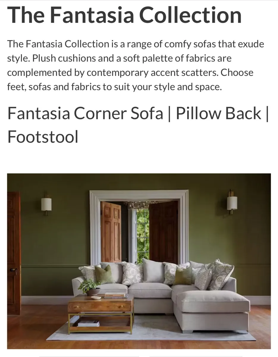 Fantasia Corner Sofa | Pillow Back | Footstool - Image 4