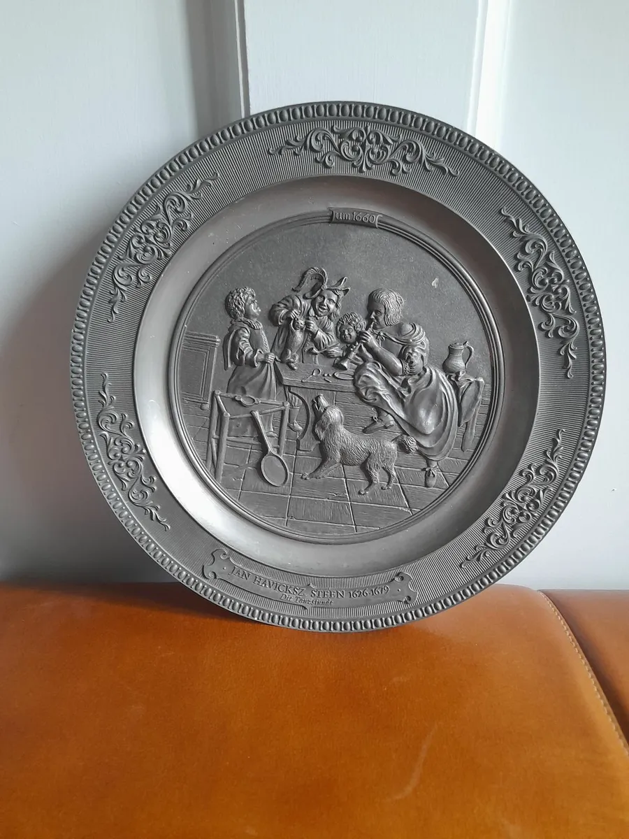 Vintage Pewter Wall Plate - Image 1