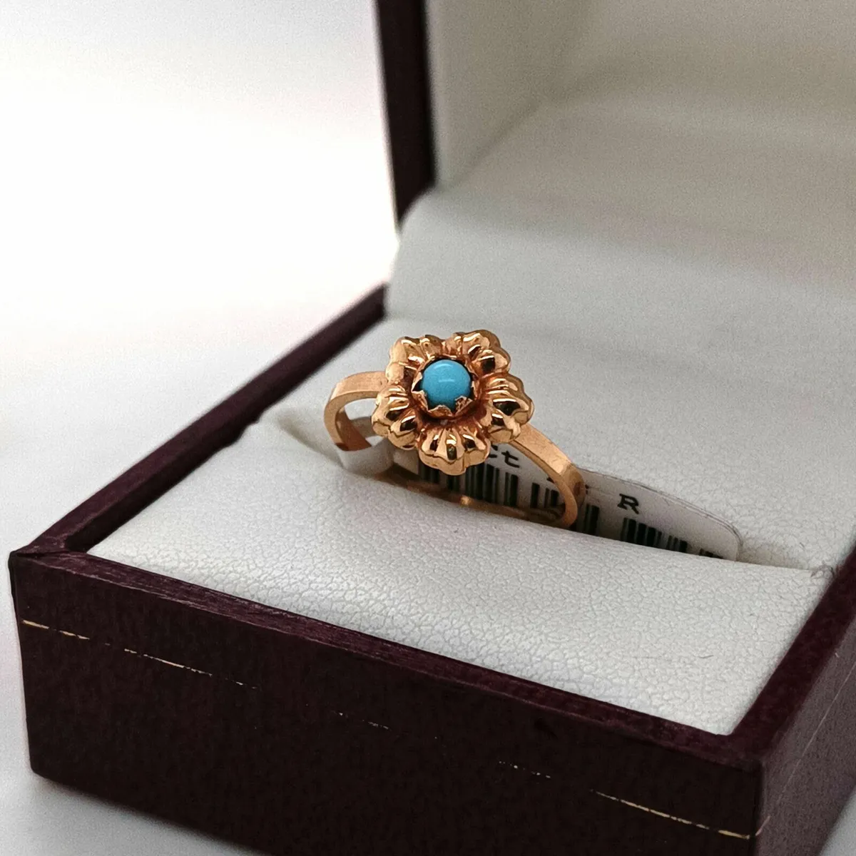 18k Yellow Gold & Turquoise Flower Ring - Image 2