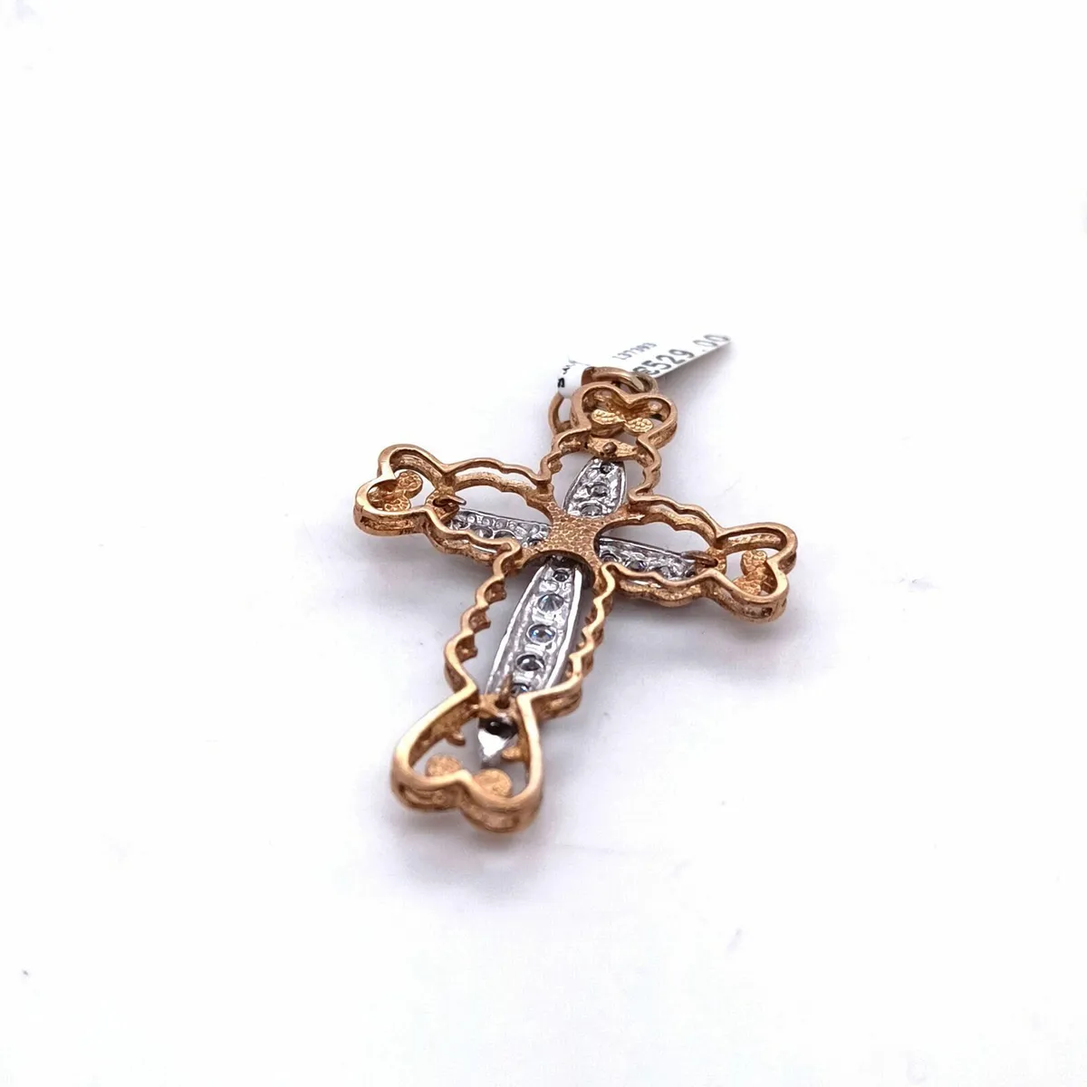 Large Fancy Cross 9k Gold & Zirconias - Image 2