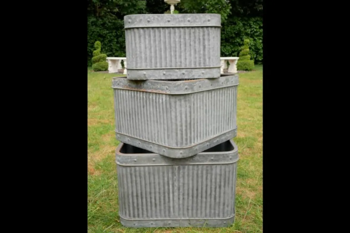 Planter – Set Of 3 Square Tubs – D7089 - Image 2