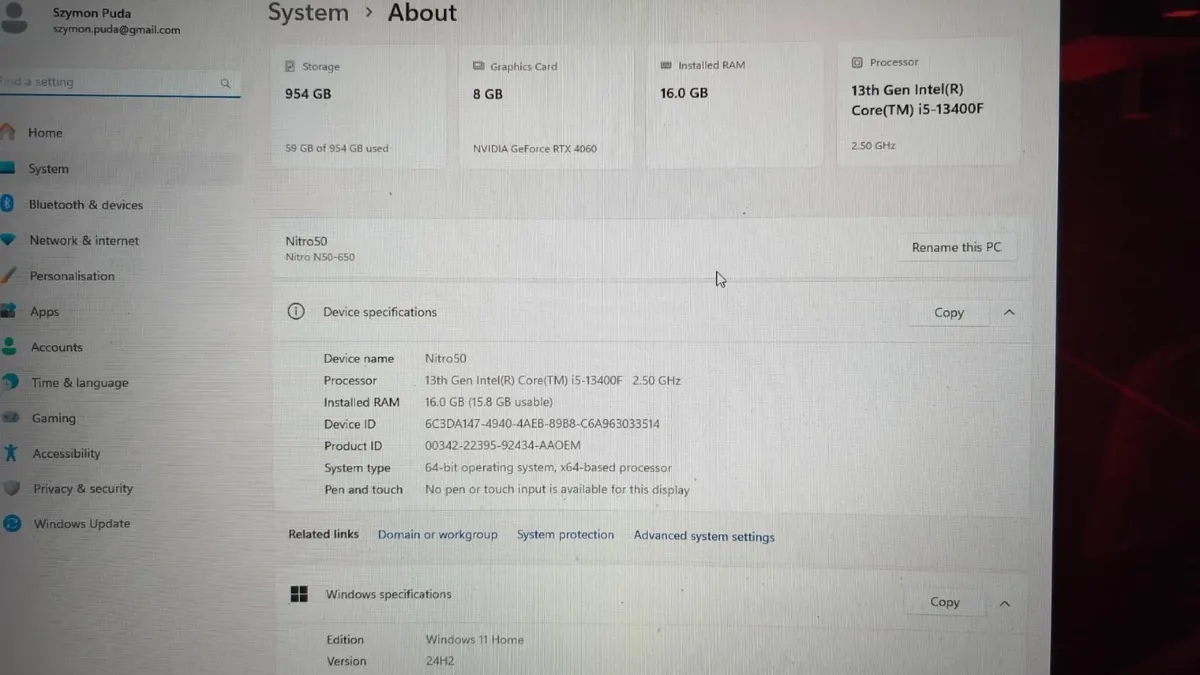 Gaming PC Acer Nitro intel i5 13th gen RTX 4060 16 - Image 3