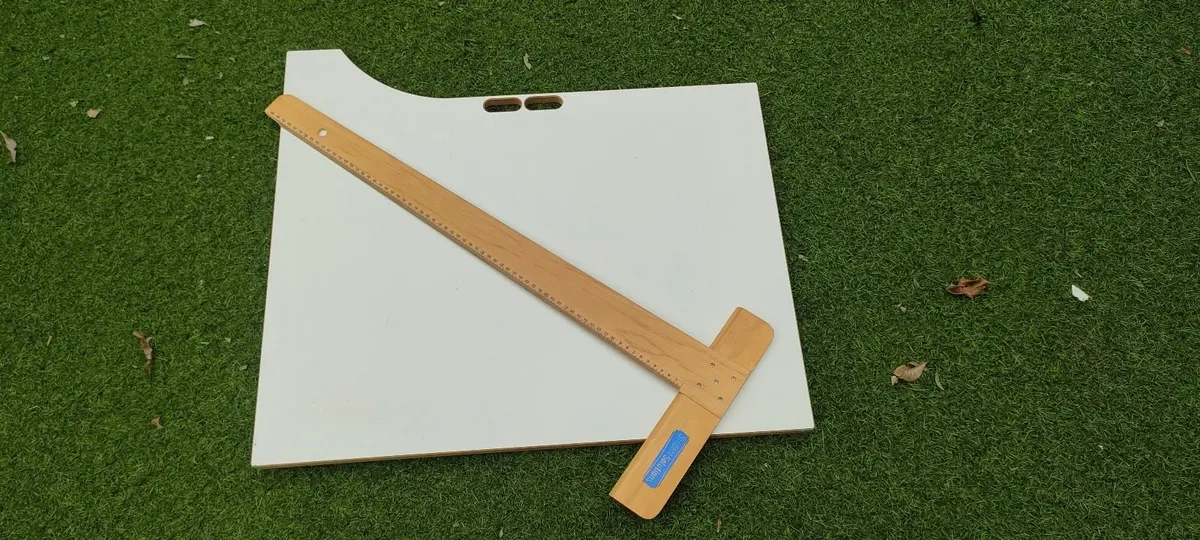 Drawing board & wooden T square - Image 1