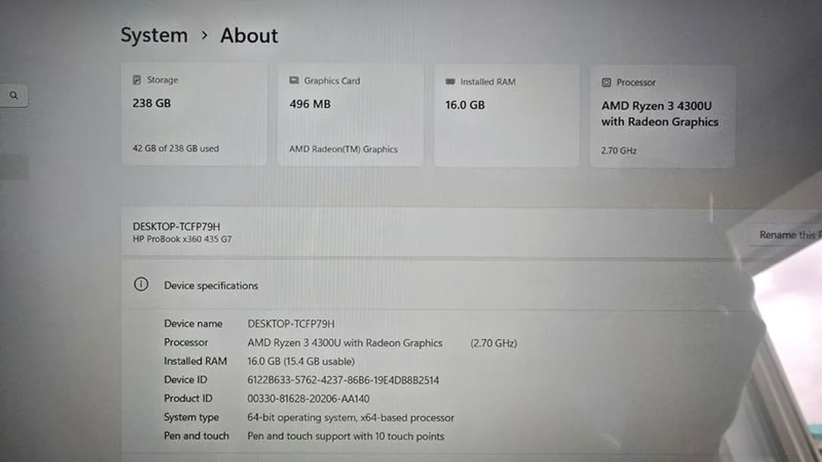 Hp Probook X360 435 G7 Amd Ryzen 3 | 16gb Ram | 256gb Nvme Ssd - Image 2