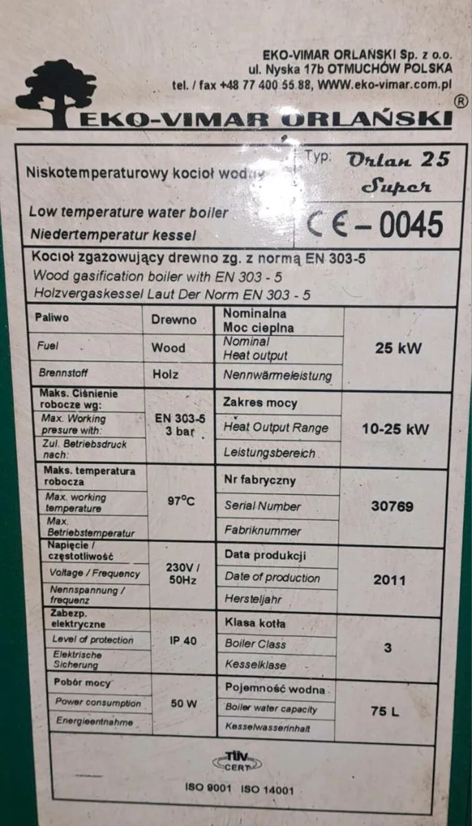 Wood Gasification Boiler/Buffer tank/Laddomat pump - Image 2