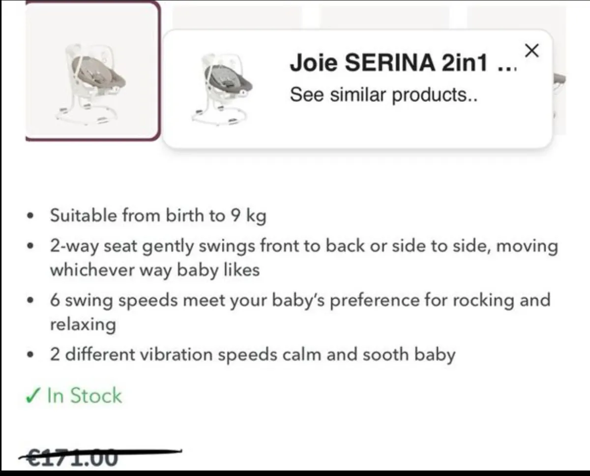 Joie Serina 2 in 1 baby swing / bouncer - Image 4