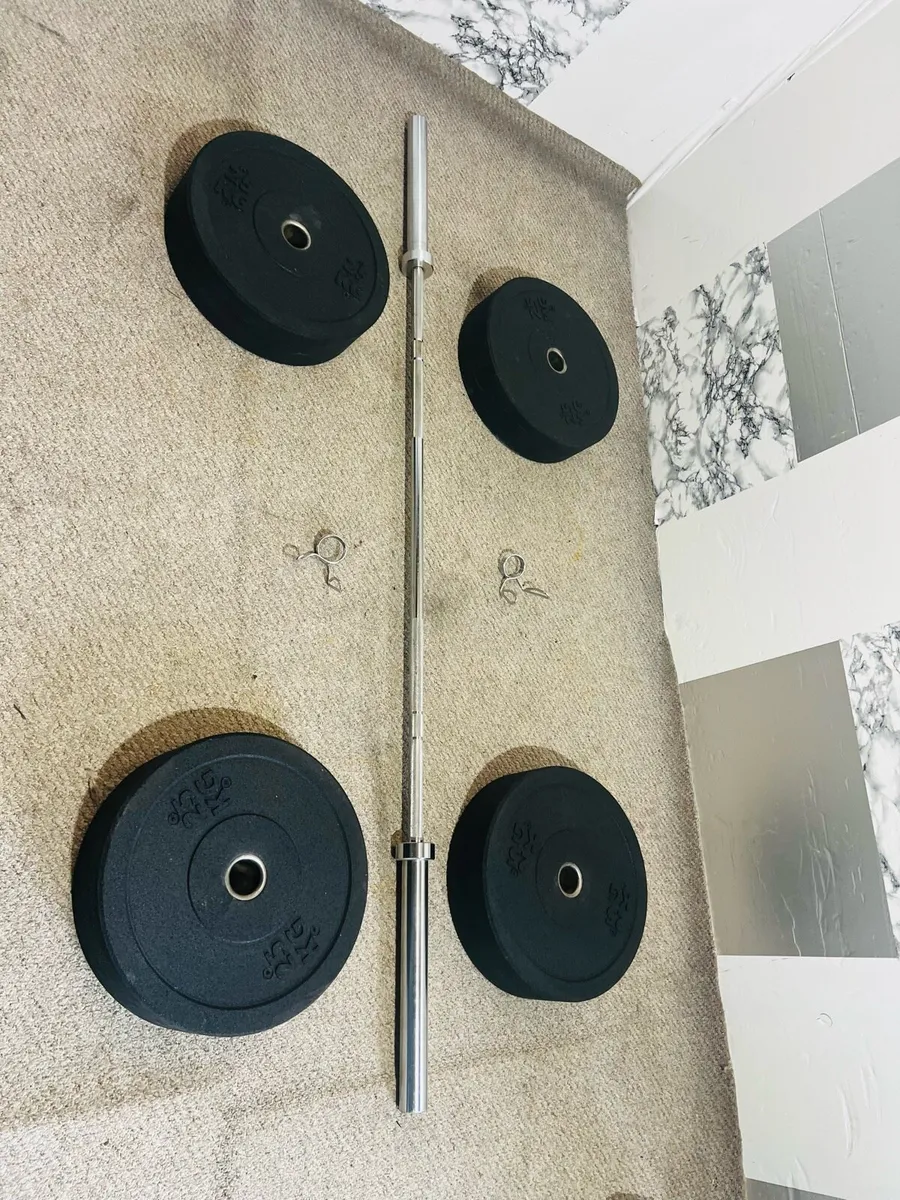 4 X 25 KG WEIGHTS + 20 KG OLYMPIC BARBELL, - Image 3