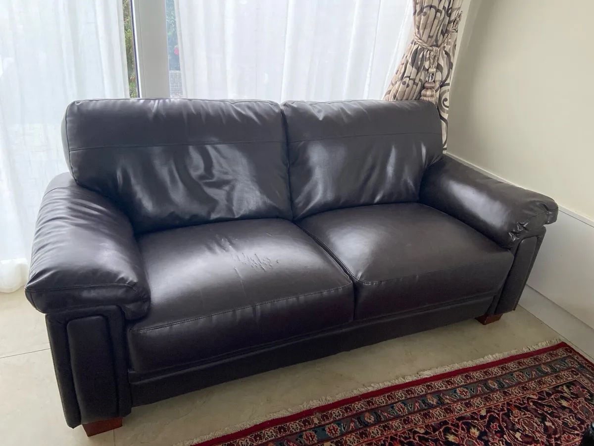 Brown leather sofa