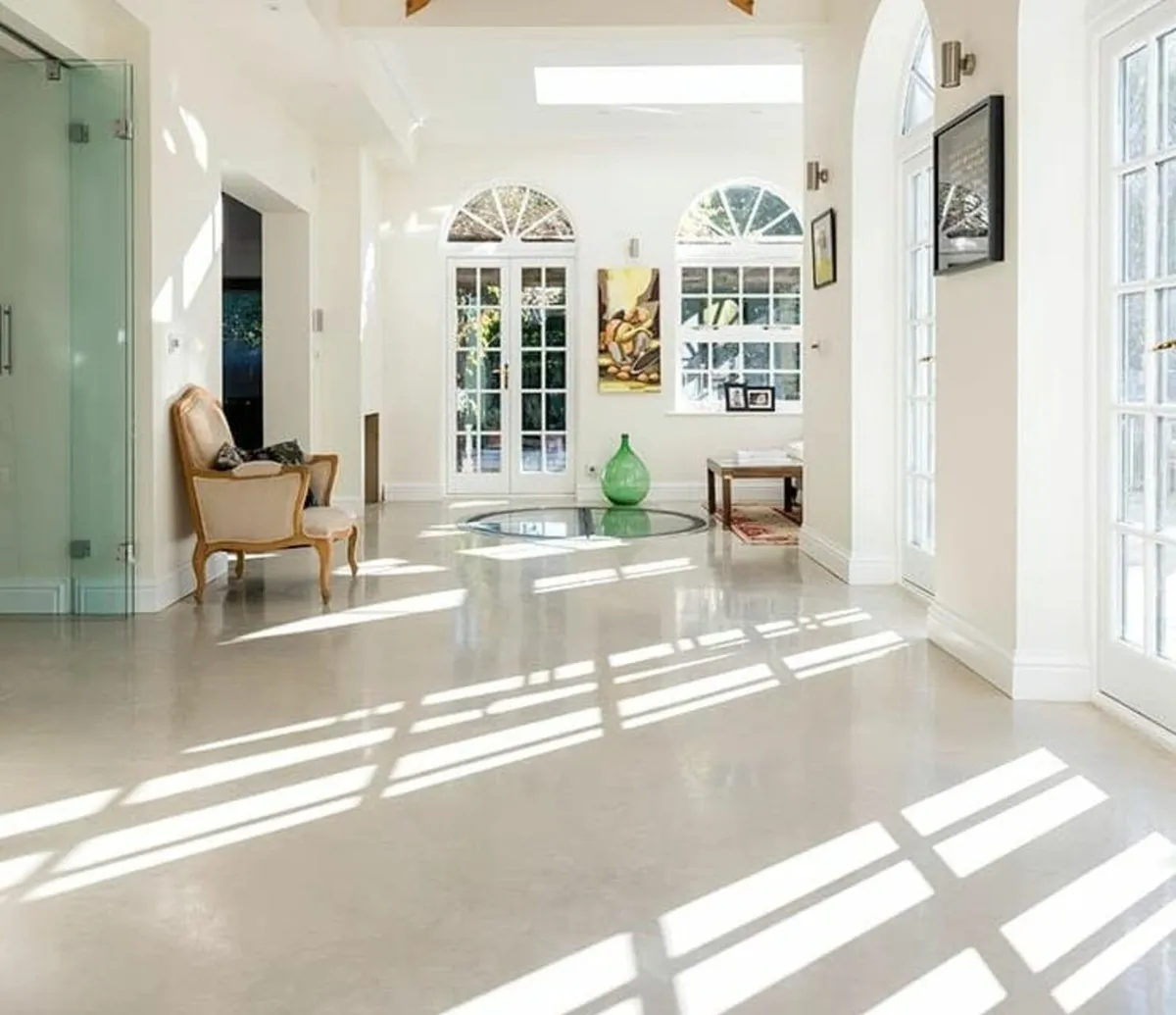 Polished concrete floors in light color
