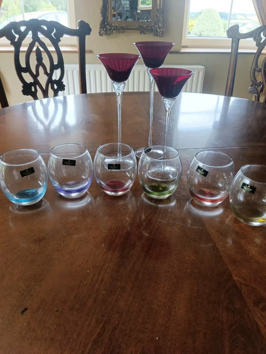 Beautiful candle holders new , glasses new - Image 1