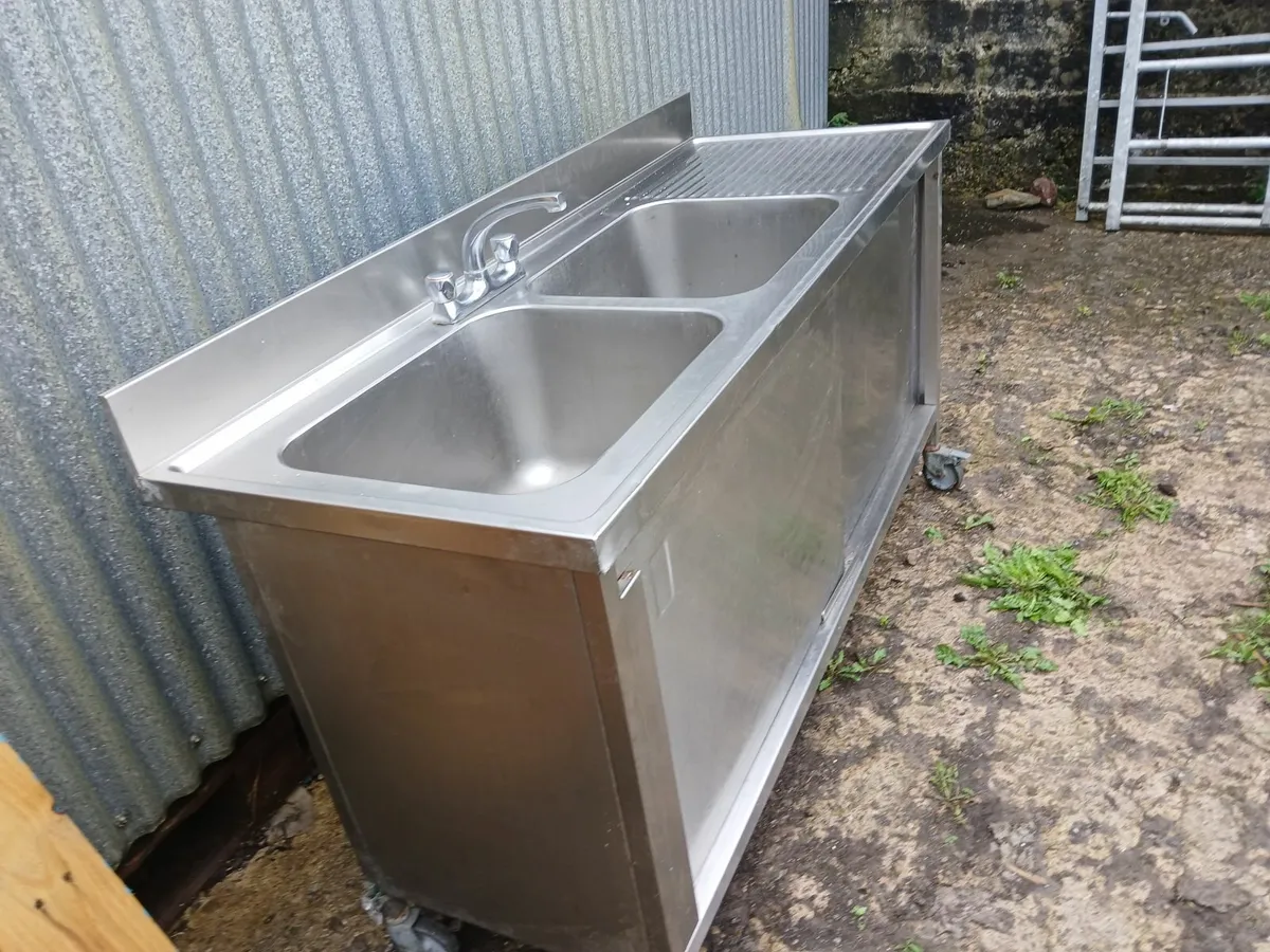 Stainless steel cabbibet double sink unit - Image 2