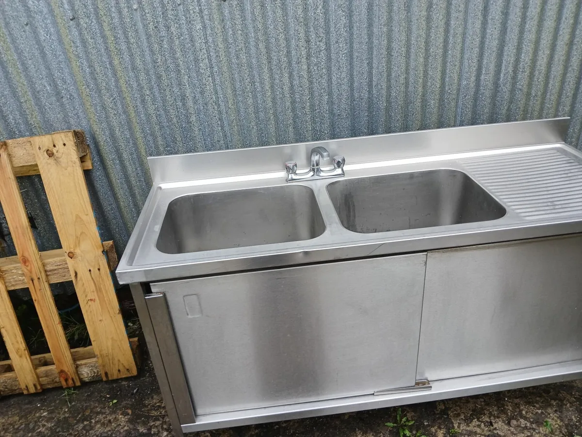 Stainless steel cabbibet double sink unit - Image 3