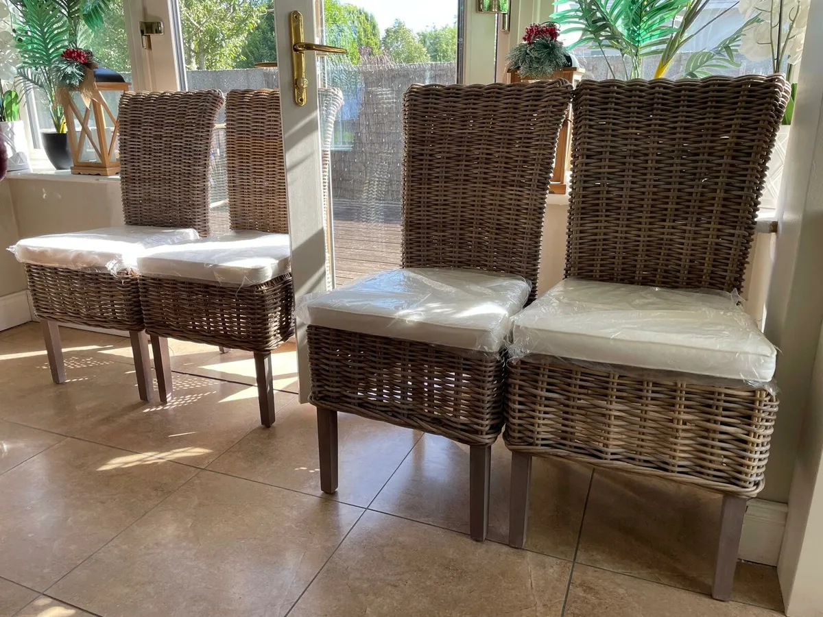 Wicker Chairs x 4 - Image 1