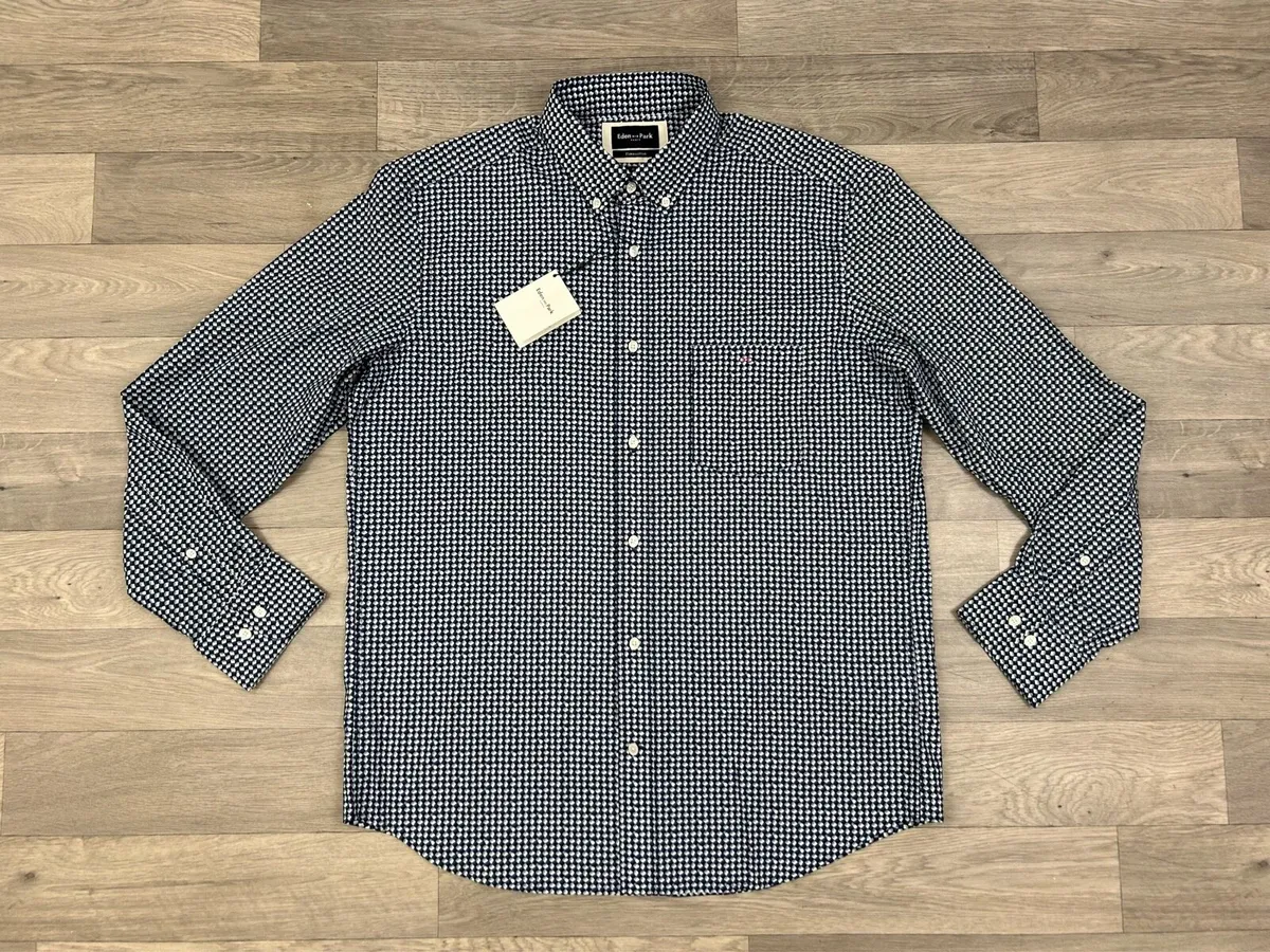 NEW Eden Park Paris Pima Cotton Patterned Shirt L - Image 1