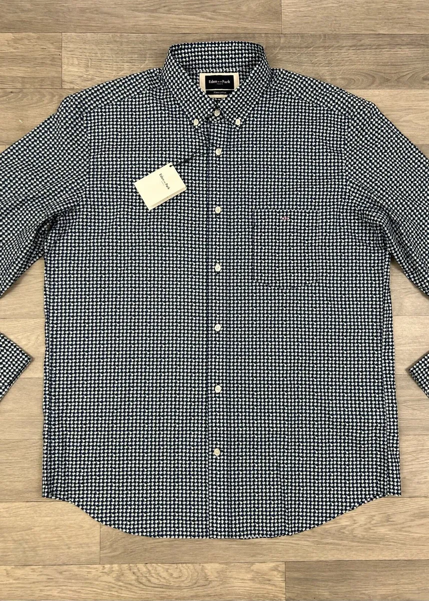 NEW Eden Park Paris Pima Cotton Patterned Shirt L - Image 2