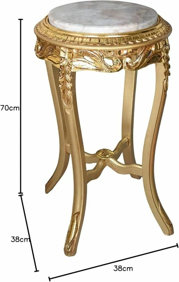 Side Table Baroque Table Marble Top Storage Bedsid - Image 4