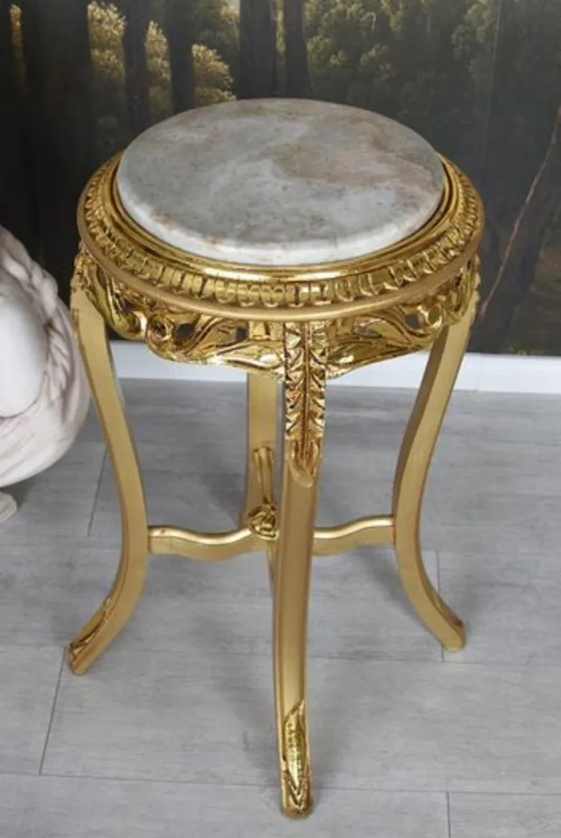 Side Table Baroque Table Marble Top Storage Bedsid - Image 1