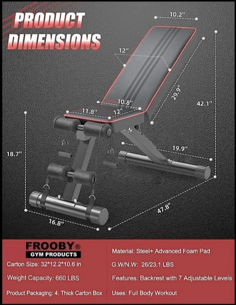Foldable Adjustable Weight Bench NEW - Image 2