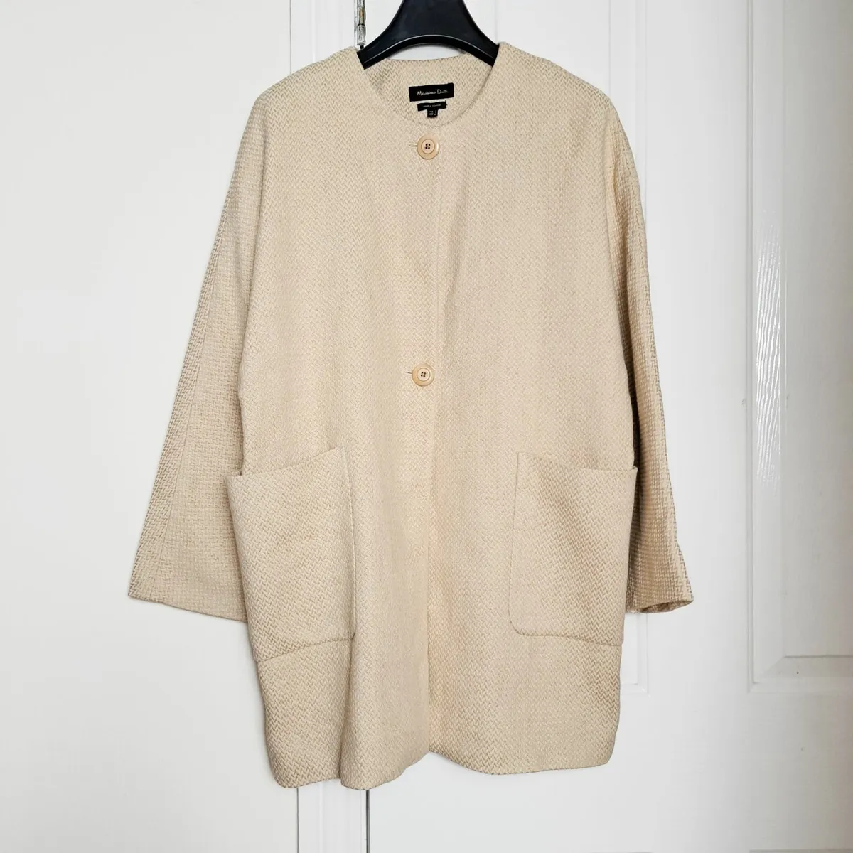 Massimo Dutti Beige Textured Longline Coat Size S - Image 1