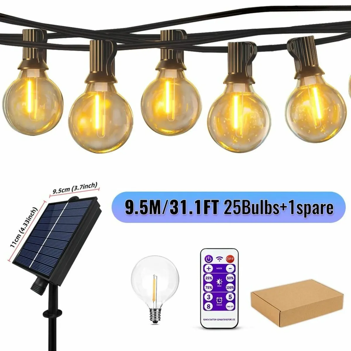 G40 Solar String Lights Outdoor 8 Lighting Modes - Image 1