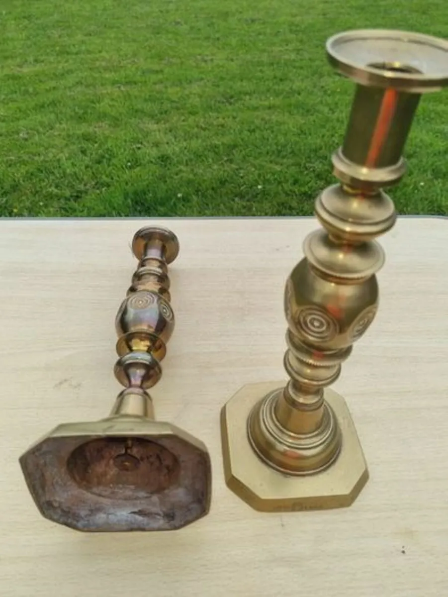 Edwardian Brass Candle Sticks - Image 4