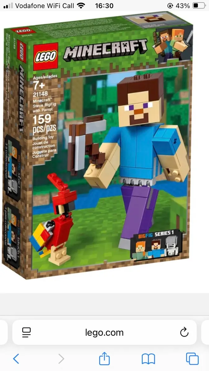 Lego Minecraft 21148 Steve Big Fig with Parrot - Image 1