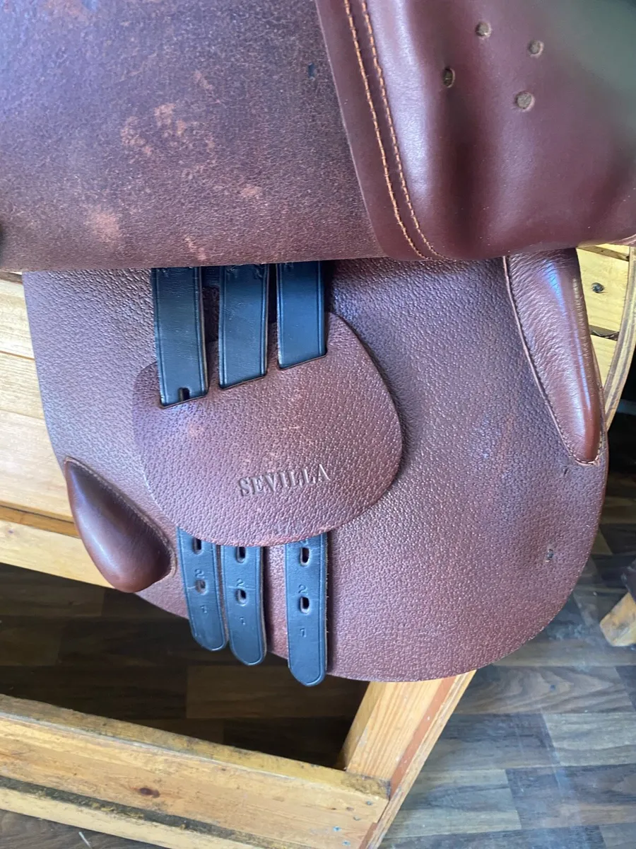 17.5” brown Leather jumping saddle - Image 4