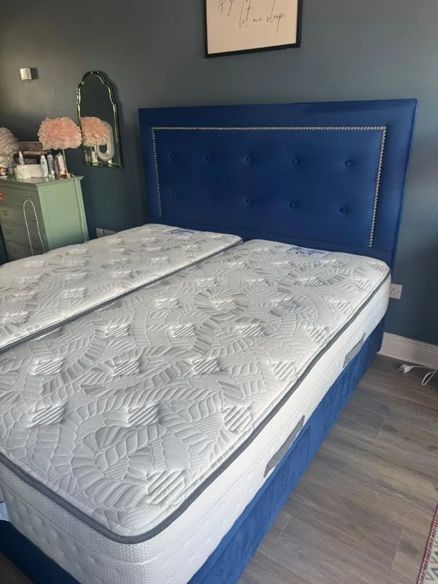 Super King Bed, headboard and mattress - Image 1