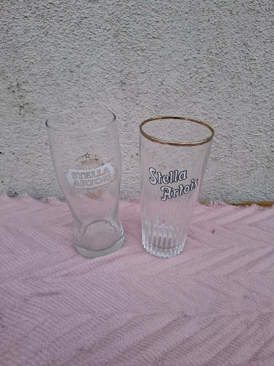 2 stella artois glasses