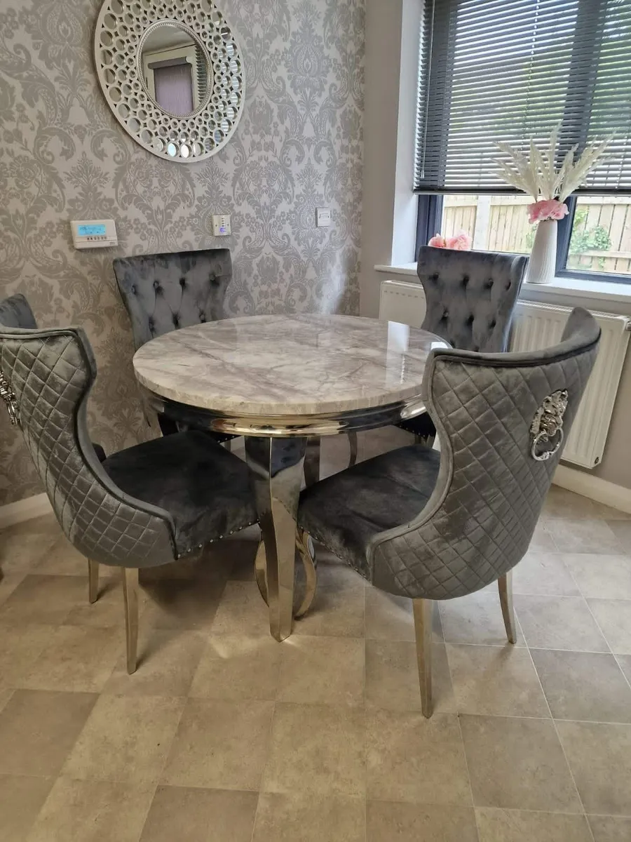 Brand new marble dining table chairs with free del - Image 1