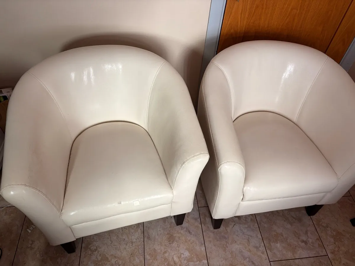 2 faux leather chairs - Image 1