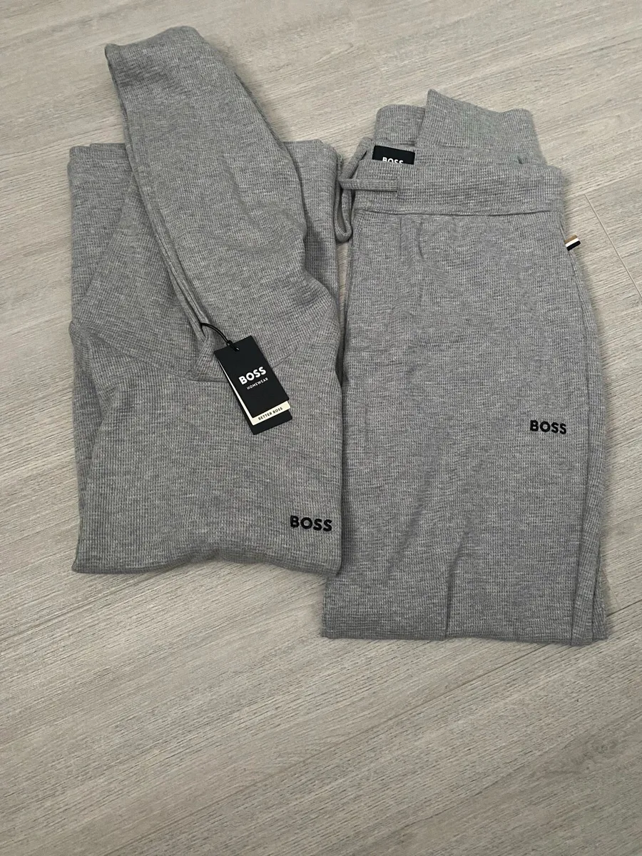 Men’s Grey Boss Waffle Overhead Tracksuit