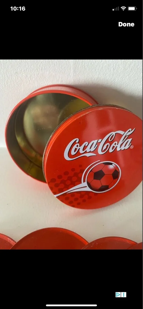 Coca Cola Metal Football Coasters Set - Image 3