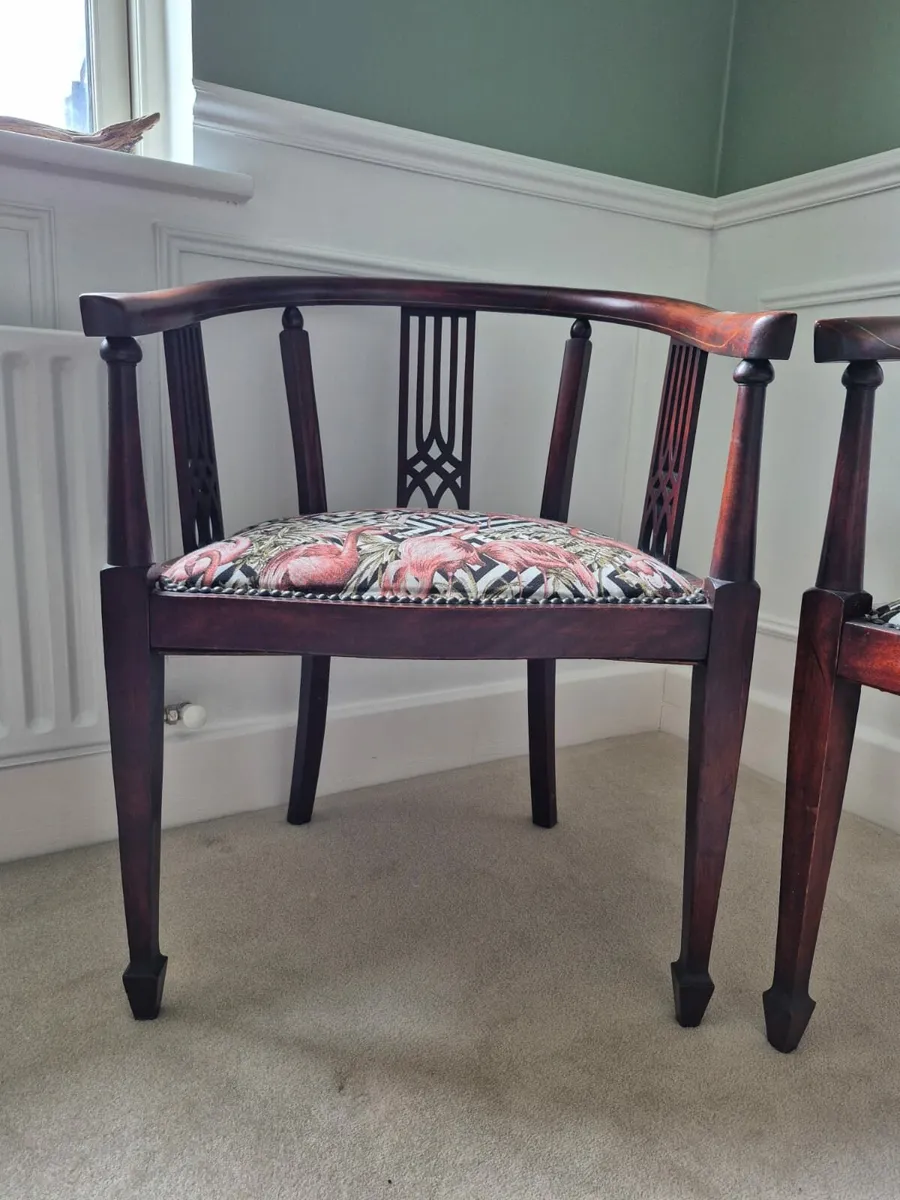 Sofa and Two Chairs - Antique- Newly Upholstered - Image 2