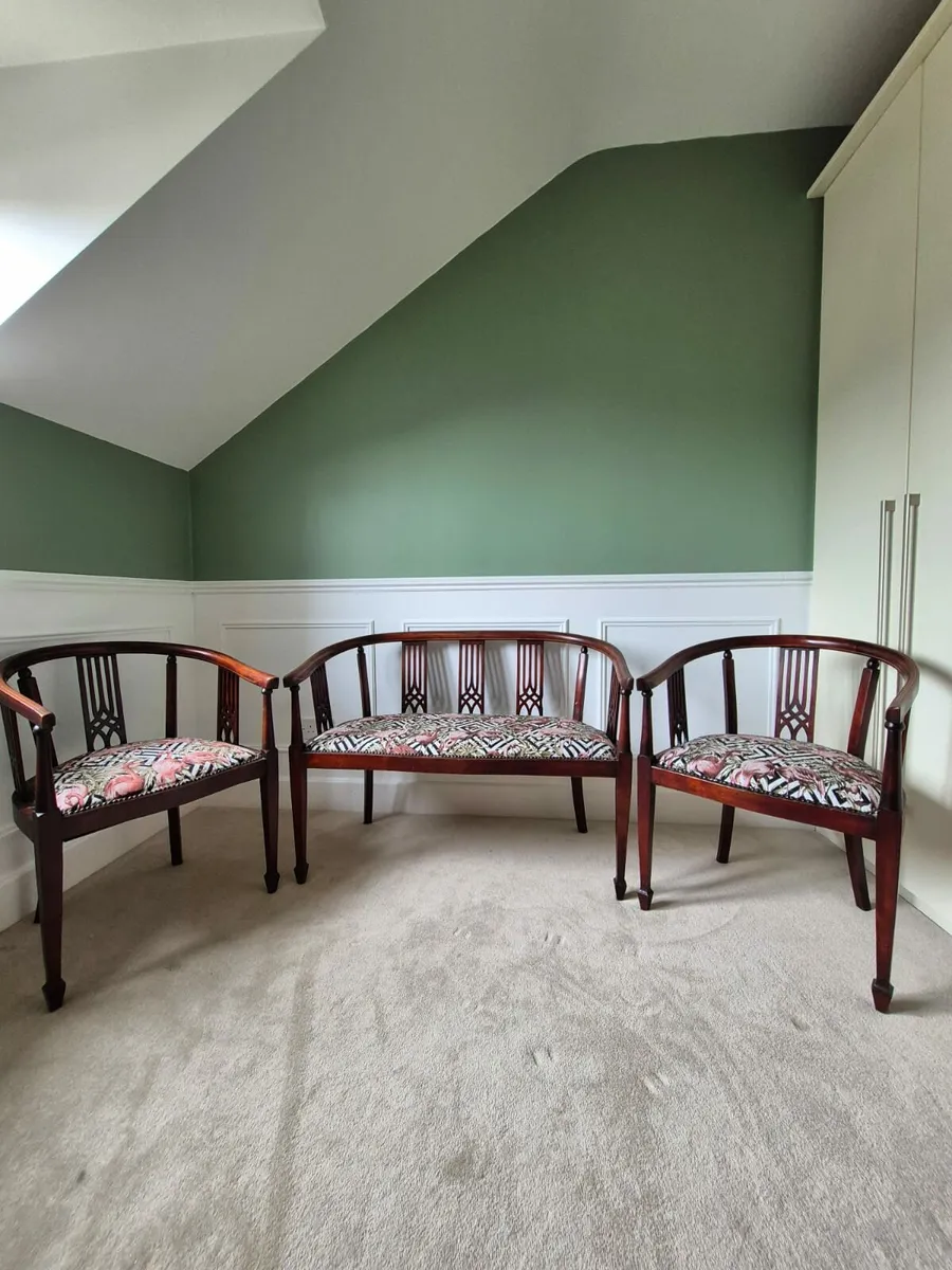 Sofa and Two Chairs - Antique- Newly Upholstered - Image 1