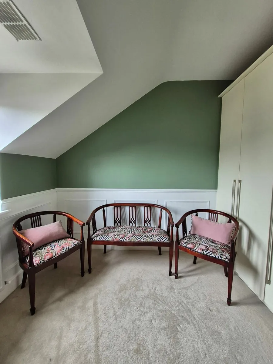 Sofa and Two Chairs - Antique- Newly Upholstered - Image 3