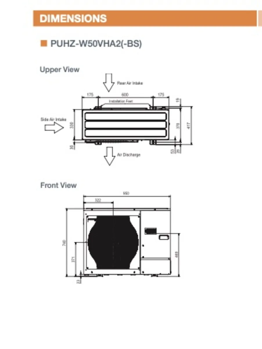 Mitsubishi Air to Water Heat Pump Model PUHZ -W50V - Image 3