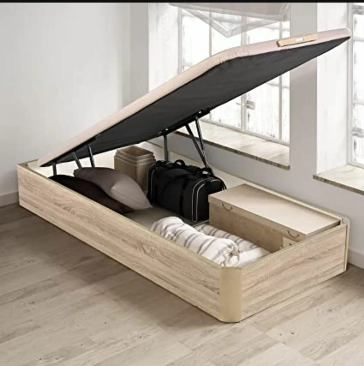 Oak Ottoman Storage Bed – Stylish Space, King size - Image 4