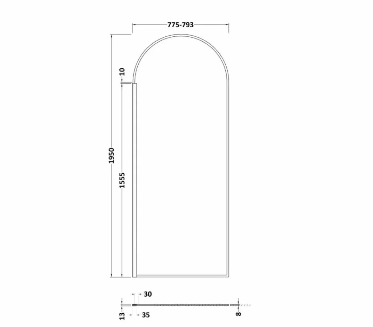 Hudson Reed Arched Wetroom Screen - Black - Image 3