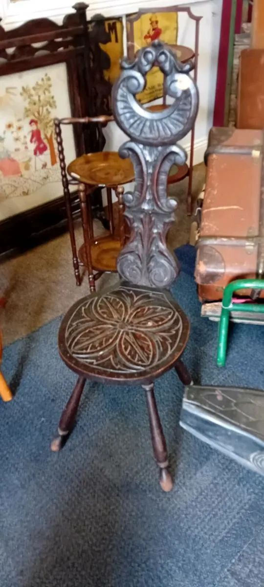 Antique Carved Oak Spinning Chair