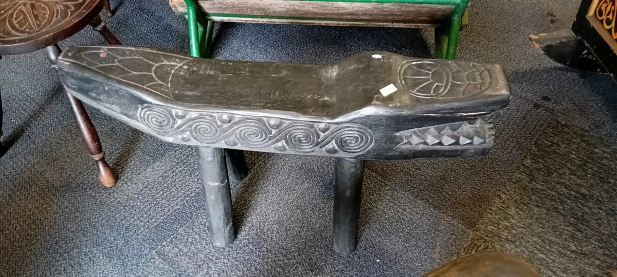Ebonised Carved Crocodile Footstool