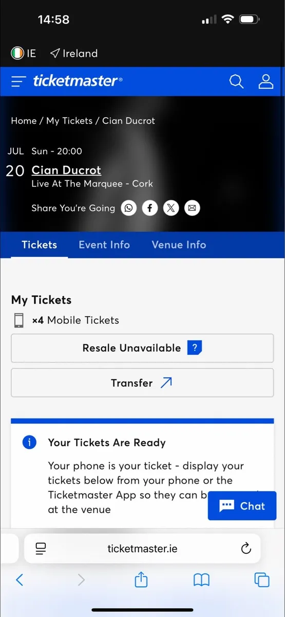 Cian Ducrot tickets Sunday 20th