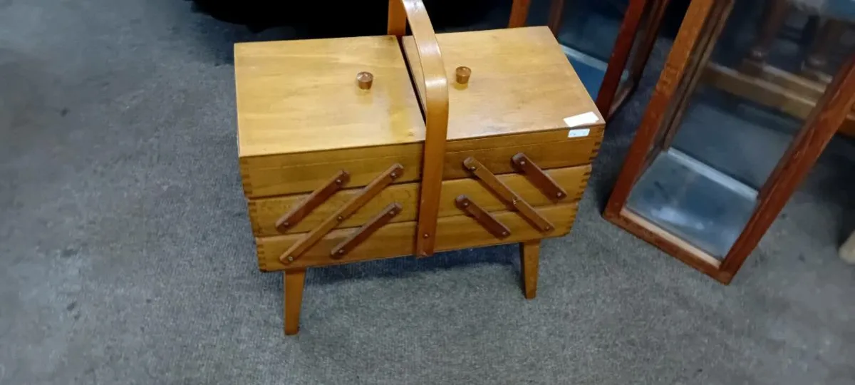 Vintage Hinged Sewing Box - Image 1