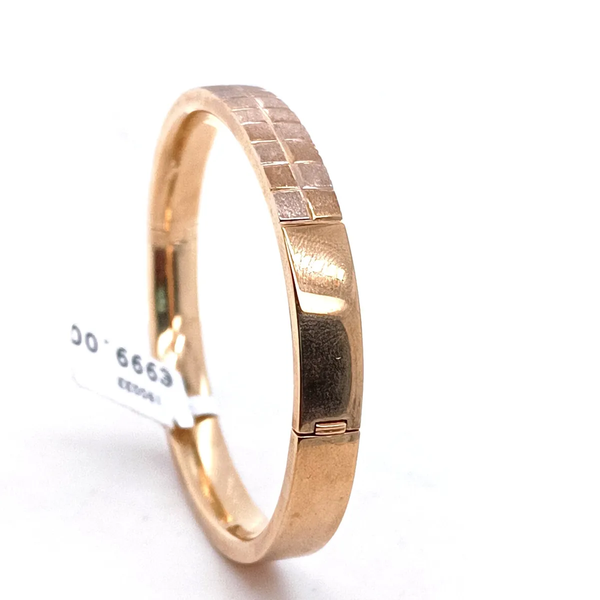 Vintage 9k Yellow Gold Bangle with Textured Panel - Image 1