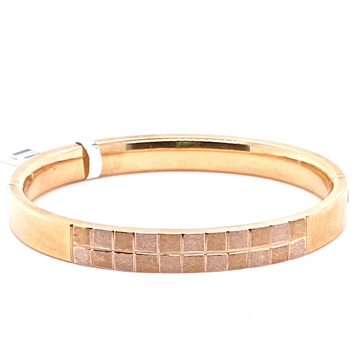 Vintage 9k Yellow Gold Bangle with Textured Panel - Image 2