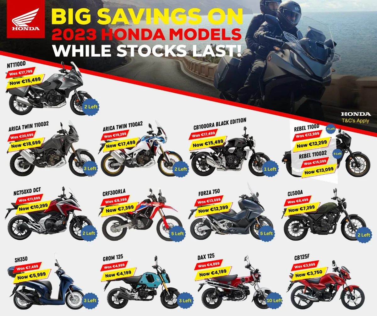BIG SAVINGS ON NEW HONDA "FINANCE AVAILABLE" - Image 1