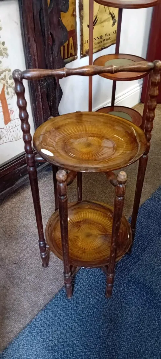 Antique Amber Glass Folding Cake Stand