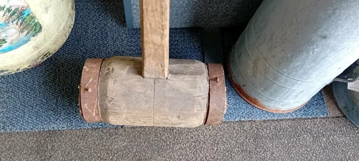 Vintage Wooden Long Handle Mallet - Image 2